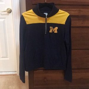 Pink quarter-zip U of Michigan pullover- size M